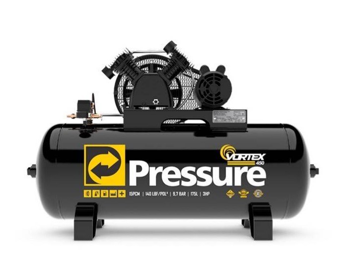 Compressor de ar 15PCM V 175L 140PSI Vortex 450 Monofásico